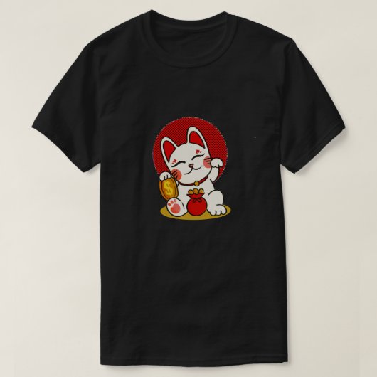 Maneki Neko de wenkende kat T-shirt (Design voorkant)