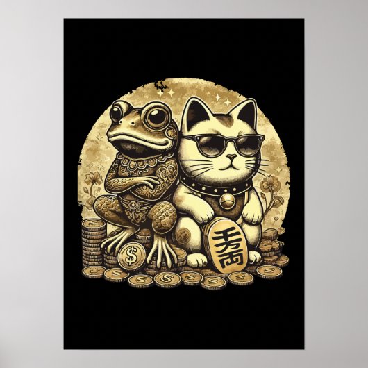 Maneki Neko en Jin Chan - Geluk en voorspoed Poster (Voorkant)