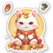 Maneki Neko Fortune Cat, een sticker. Sticker (Voorkant)