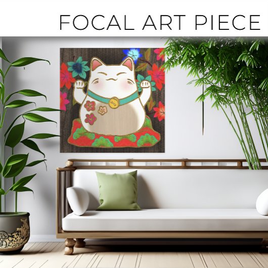 Maneki Neko geluk kattekunst Canvas Afdruk