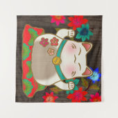 Maneki Neko geluk kattekunst Wandkleed (Voorkant (horizontaal))