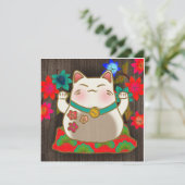 Maneki Neko gelukskaartje (Staand voorkant)