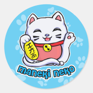 Maneki Neko gelukskat Ronde Sticker