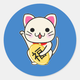 Maneki Neko - Gelukskat Ronde Sticker