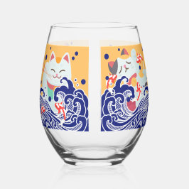MANEKI NEKO gelukskat Stemless Wijnglas Wijnglas Zonder Voet