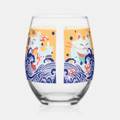 MANEKI NEKO gelukskat Stemless Wijnglas Wijnglas Zonder Voet (Links)