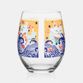 MANEKI NEKO gelukskat Stemless Wijnglas Zonder Voet (Rechts)