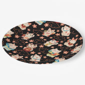 Maneki Neko Gelukskatjes Papieren Bordje (Gekanteld)