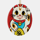 Maneki Neko gelukzalige kattenversiering Keramisch Ornament (Rechts)