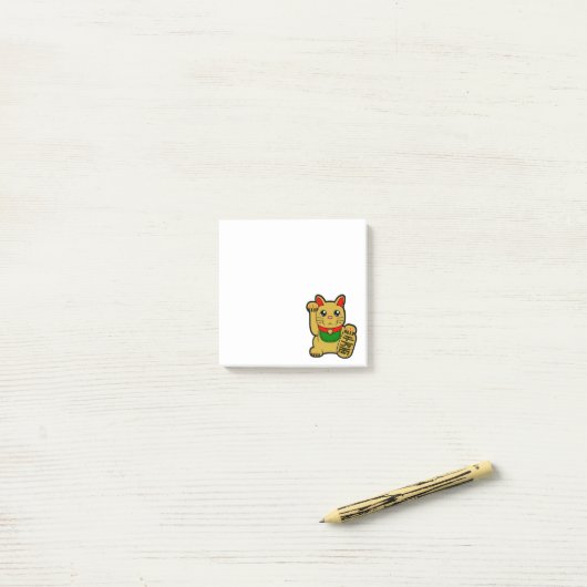 Maneki Neko: Golden Lucky Cat Post-it® Notes (Op bureau)