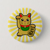 Maneki Neko: Golden Lucky Cat Ronde Button 5,7 Cm (Voorkant)