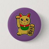Maneki Neko: Golden Lucky Cat Ronde Button 5,7 Cm (Voorkant)