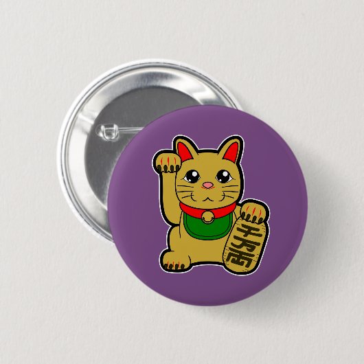 Maneki Neko: Golden Lucky Cat Ronde Button 5,7 Cm (Voorkant /achterkant)