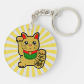 Maneki Neko: Golden Lucky Cat Sleutelhanger (Achterkant)