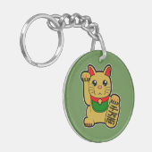 Maneki Neko: Golden Lucky Cat Sleutelhanger (Voorkant Links)