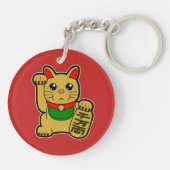 Maneki Neko: Golden Lucky Cat Sleutelhanger (Achterkant)