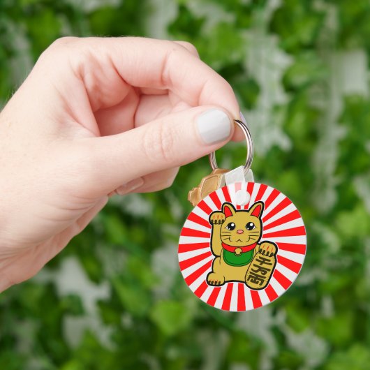 Maneki Neko: Golden Lucky Cat Sleutelhanger (Hand)
