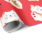 Maneki Neko Good Fortune Lucky Cat Cadeaupapier (Rol Hoek)
