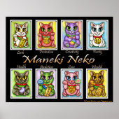 Maneki Neko Good Luck Cats Fantasy Cat Art Poster (Voorkant)