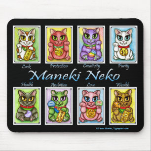 Maneki Neko Good Luck Cats Fantasy Cat Mousepad Muismat