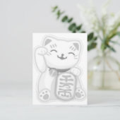 maneki neko gray briefkaart (Staand voorkant)
