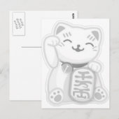 maneki neko gray briefkaart (Voorkant / Achterkant)