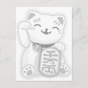 maneki neko gray briefkaart