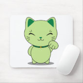 Maneki Neko - Green Lucky Cat Muismat (Met muis)
