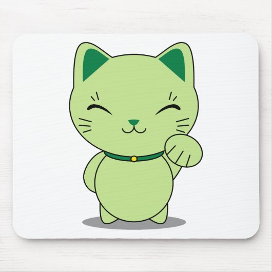 Maneki Neko - Green Lucky Cat Muismat (Voorkant)