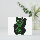 maneki neko green neon briefkaart (Staand voorkant)