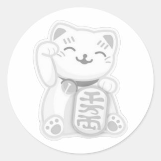 Maneki Neko Grey Ronde Sticker