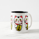 Maneki Neko Japan Lucky Cat Tweekleurige Koffiemok (Voorkant rechts)