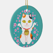 Maneki Neko Japanese Beckoning Lucky Cat Keramisch Ornament (Rechts)