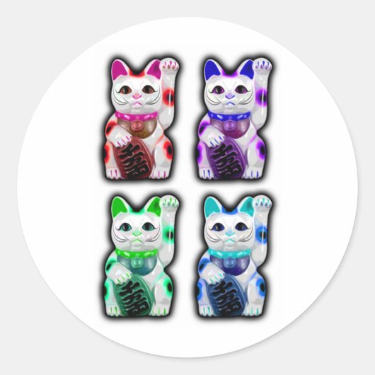 Maneki Neko JAPANESE geld CAT Ronde Sticker (Voorkant)