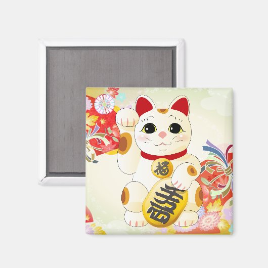 Maneki Neko Japans Fortune Cat Magneet (Voorkant / Achterkant)