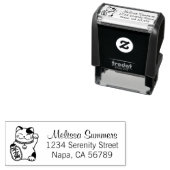 Maneki Neko Japans Lucky Cat Adres Zelfinktende Stempel (In situ)