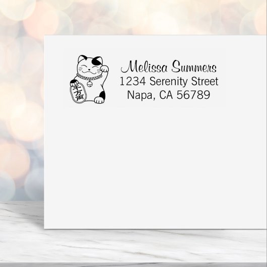 Maneki Neko Japans Lucky Cat Adres Zelfinktende Stempel