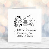 Maneki Neko Japans Lucky Cat Adres Zelfinktende Stempel