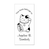 Maneki Neko Japans Lucky Cat Bookplate Rubberstempel (Afrduk)