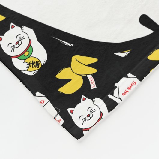 Maneki Neko Japans Lucky Cat Good Fortune Cookie Fleece Deken (Hoek)