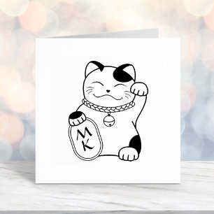 Maneki Neko Japans Lucky Cat Monogram Zelfinktende Stempel