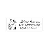 Maneki Neko Japans Lucky Cat Retouradres Rubberstempel (Afrduk)