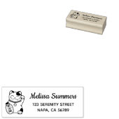 Maneki Neko Japans Lucky Cat Retouradres Rubberstempel (Gestempeld)