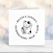 Maneki Neko Japans Lucky Cat Round Address 2 Zelfinktende Stempel