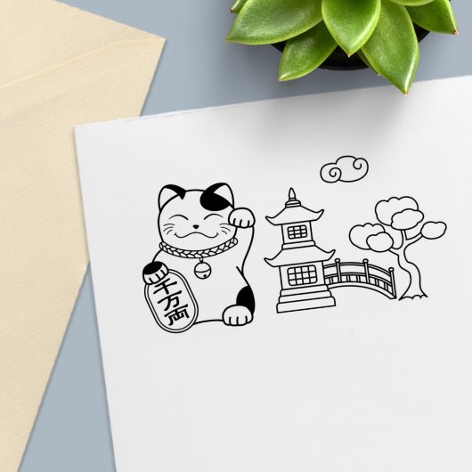 Maneki Neko Japans Lucky Cat Zelfinktende Stempel