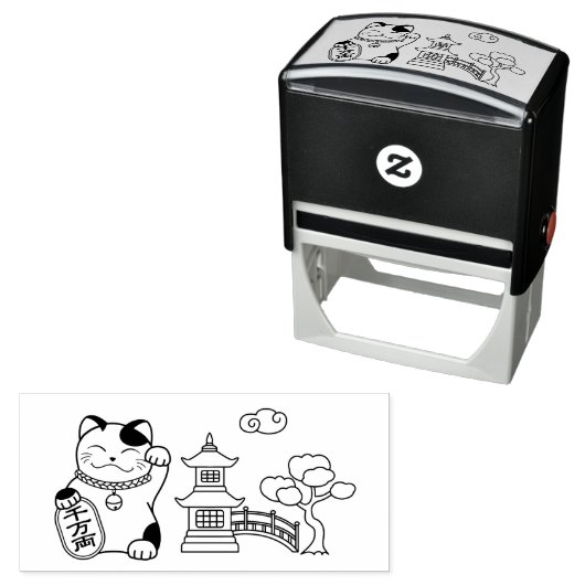 Maneki Neko Japans Lucky Cat Zelfinktende Stempel (In situ)