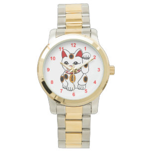 Maneki Neko Japanse Bobtail Calico Kat Horloge