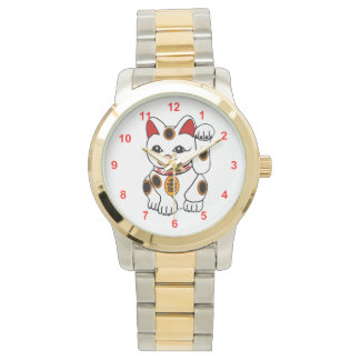 Maneki Neko Japanse Bobtail Calico Kat Horloge