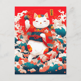 Maneki-Neko, Japanse gelukskat Feestdagenkaart