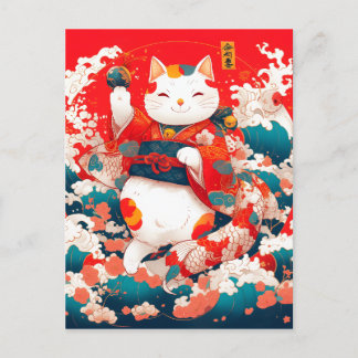 Maneki-Neko, Japanse gelukskat Feestdagenkaart